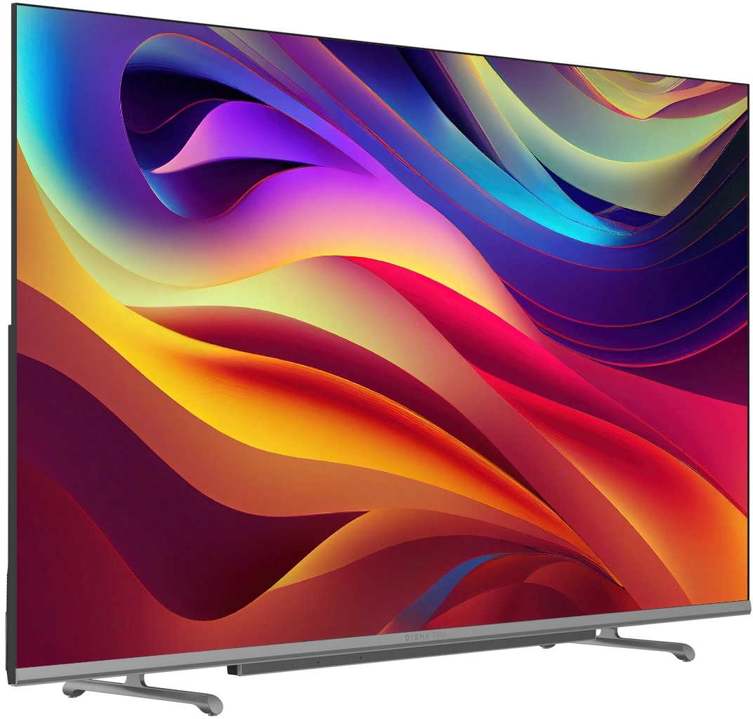 Телевизор QLED Digma Pro 43" QLED 43L Google TV Frameless черный/серебристый 4K Ultra HD 120Hz HSR DVB-T DVB-T2 DVB-C DVB-S DVB-S2 USB WiFi Smart TV