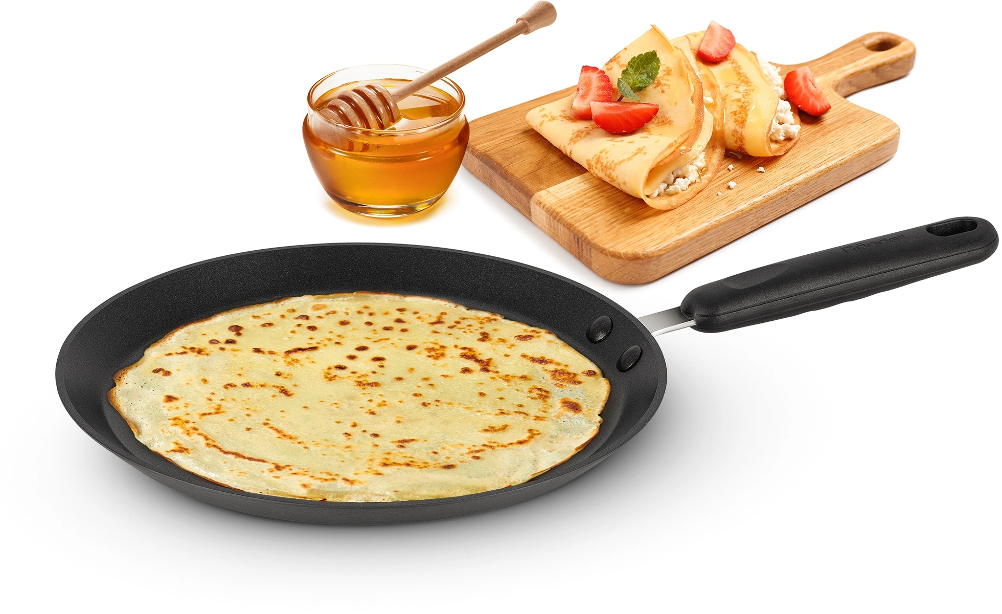 Сковорода блинная Rondell Pancake frypan RDA-128 круглая 26см покрытие: TriTitan ручка несъемная (без крышки) черный