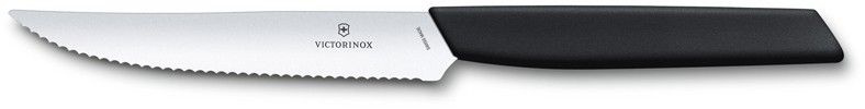 Нож кухонный Victorinox Swiss Modern (6.9003.12W) стальной столовый для стейка лезв.120мм серрейт. заточка черный