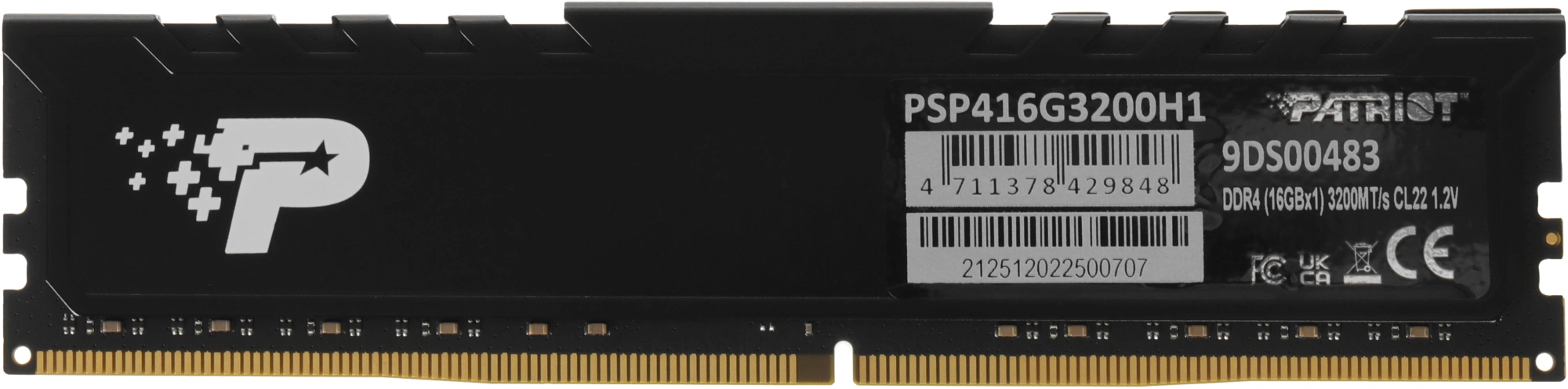 Память DDR4 16GB 3200MHz Patriot PSP416G3200H1 Signature Premium RTL PC4-25600 CL22 DIMM 288-pin 1.2В dual rank с радиатором Ret