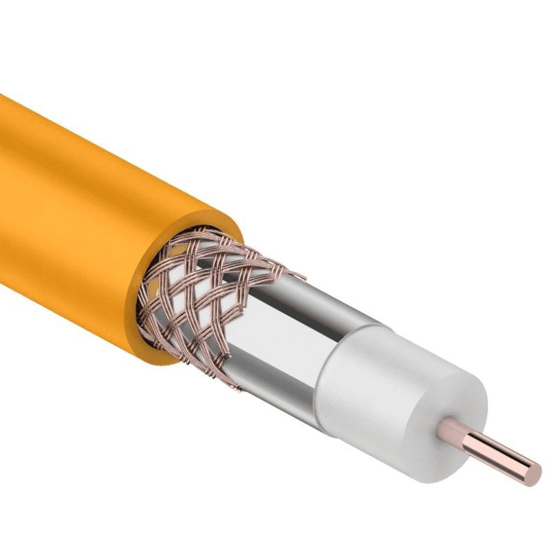 01-2654 - Кабель REXANT RG-6U+Cu нг(А)-HF, (75 Ом), Cu/Al/Cu (1,0/Al/48*0,12мм) 64%, (бухта 100м), оранжевый