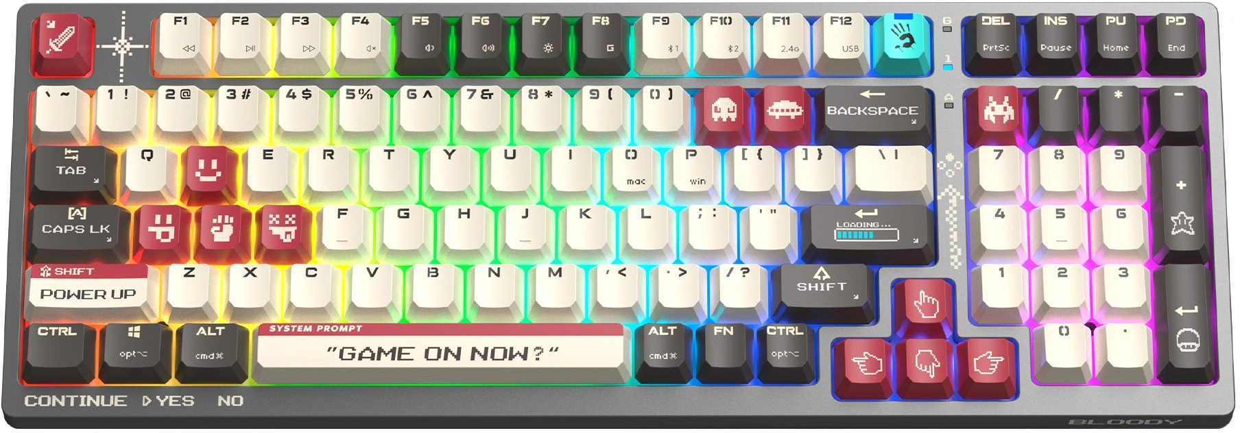 Клавиатура A4Tech WS98 Pixels механическая темно-серый/белый USB беспроводная BT/Radio for gamer LED (WS98)