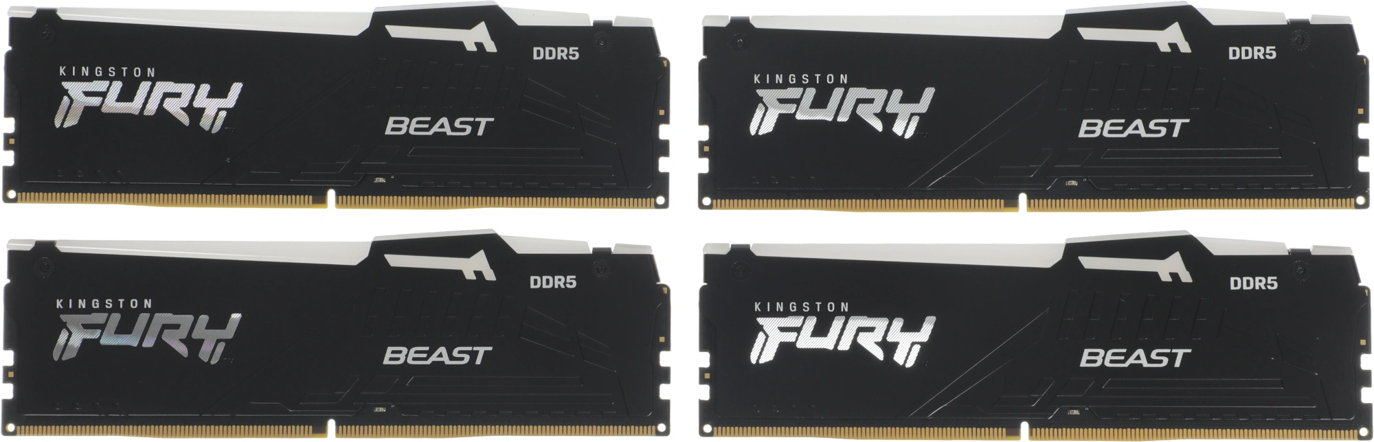 Память DDR5 4x16GB 5200MHz Kingston KF552C40BBAK4-64 Fury Beast RGB RTL Gaming PC5-41600 CL40 DIMM 288-pin 1.25В kit single rank с радиатором Ret