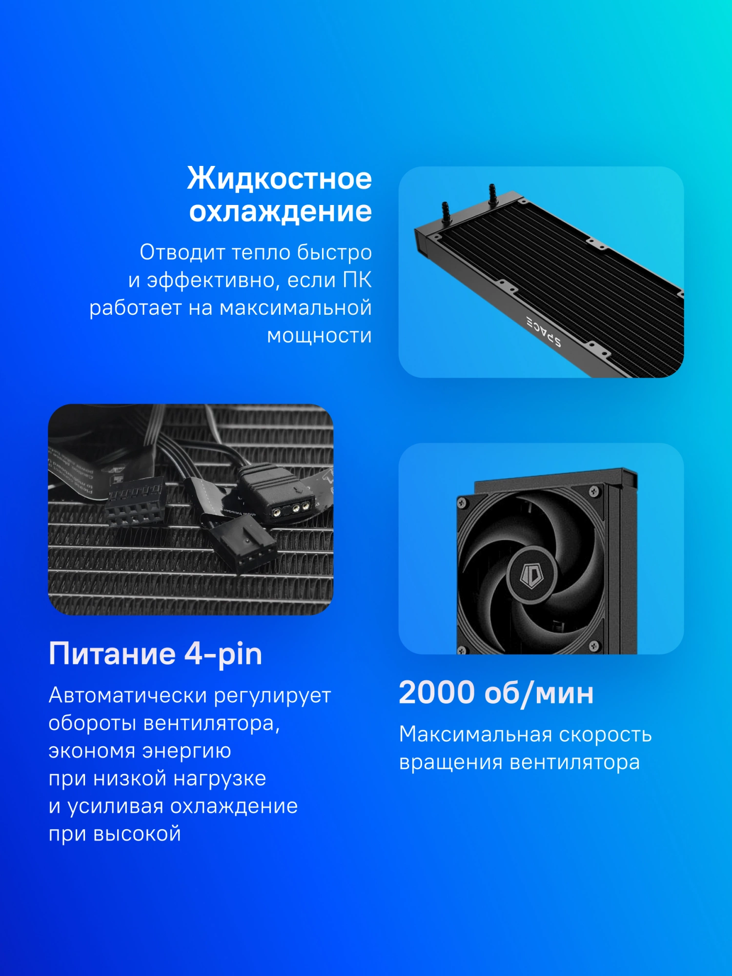 Система водяного охлаждения ID-Cooling SL360 Pro Se Soc-AM5/AM4/1200/1700/1851 черный 4-pin 14-27.2dB Al+Cu LCD 350W Ret