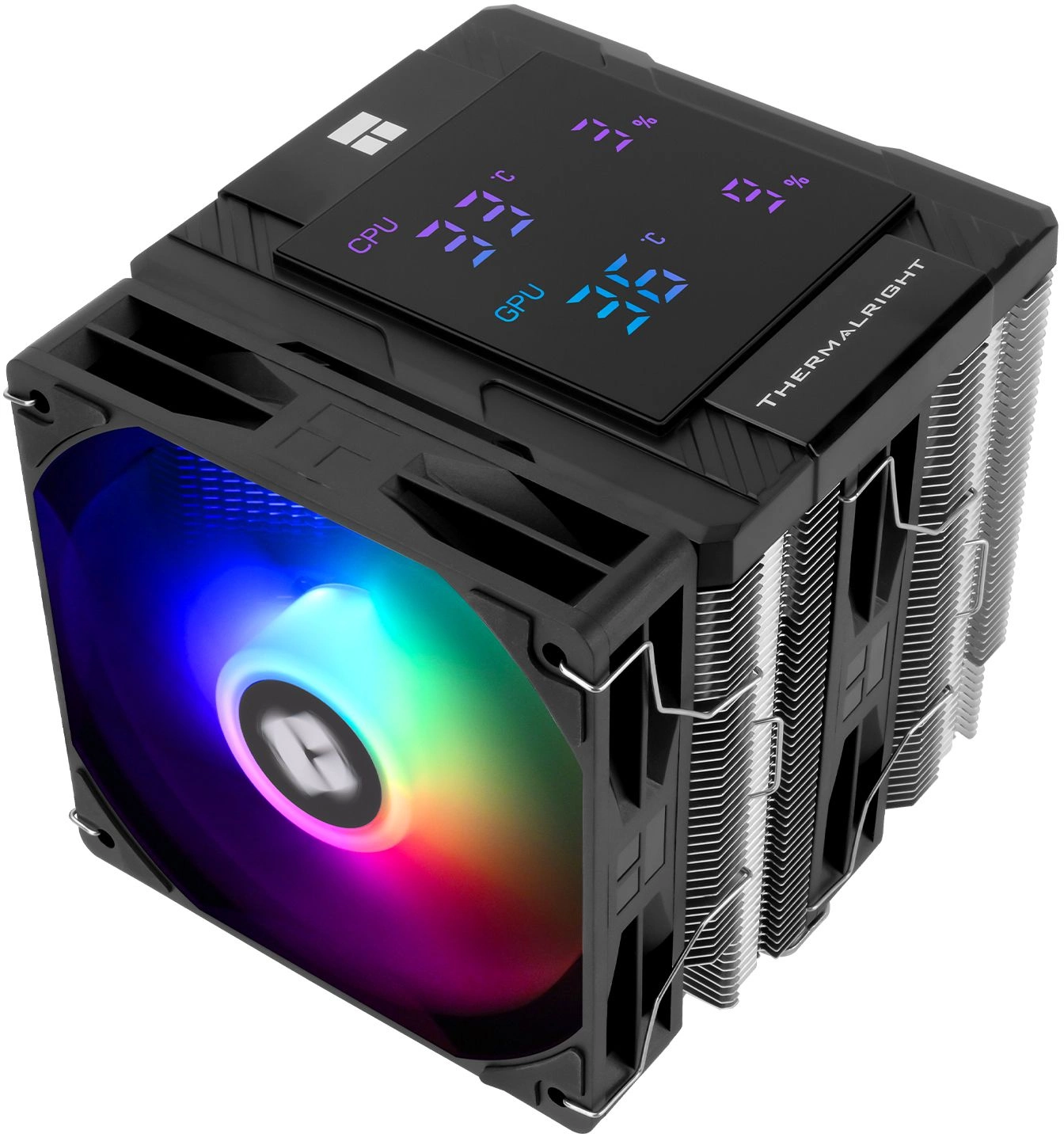 Устройство охлаждения(кулер) Thermalright Peerless Assassin 120 Digital ARGB Soc-AM5/AM4/1200/1700/1851 черный 4-pin 25.6dB Al+Cu LCD Ret (PA120-DIGITAL-BL-ARGB)