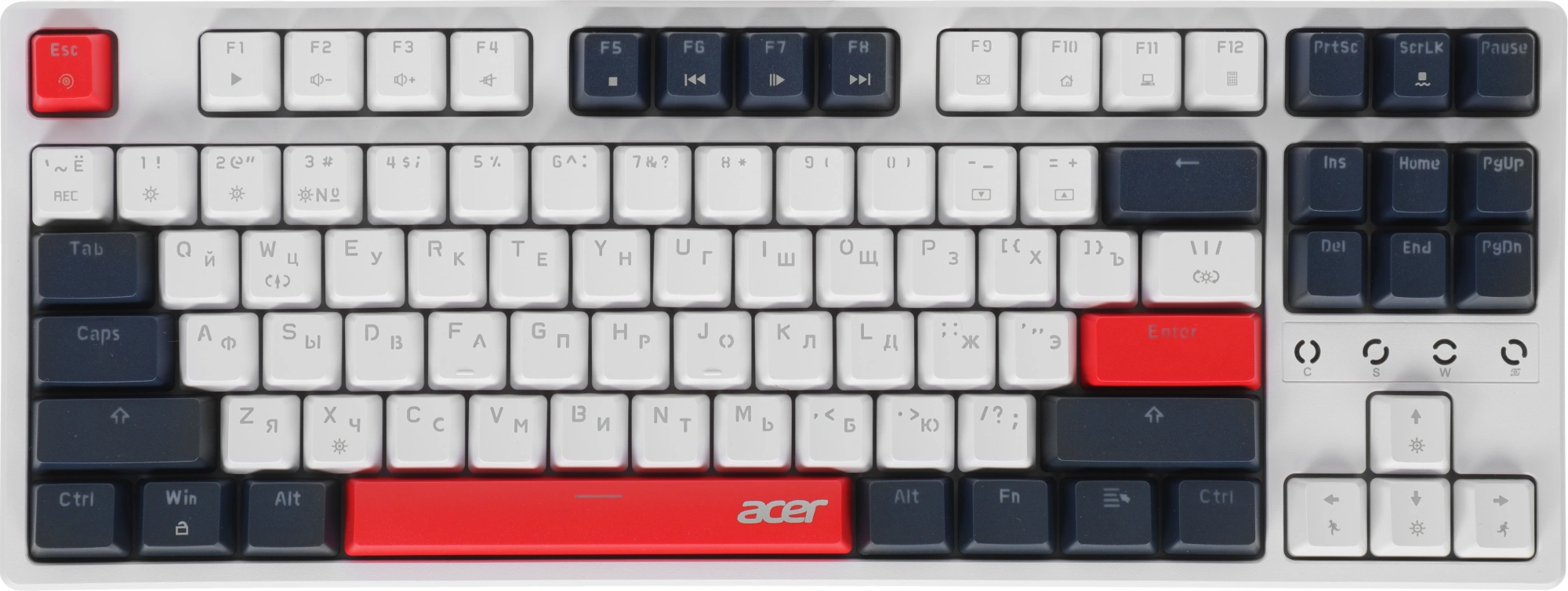 Клавиатура Acer OKW305 механическая белый USB for gamer LED (ZL.KBDCC.01W) кабель 1.8м