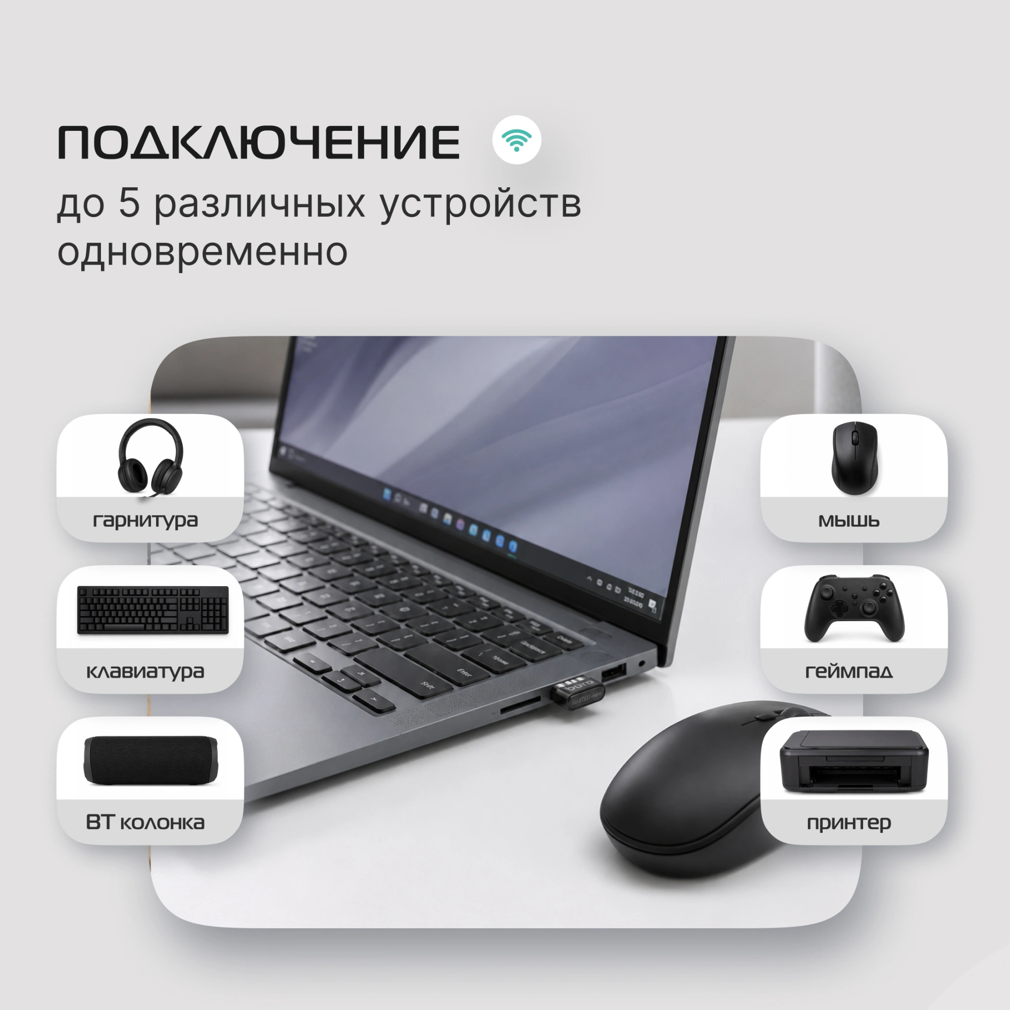 Адаптер USB Buro BU-BT531-nano BT5.3+EDR class 1.5 20м черный