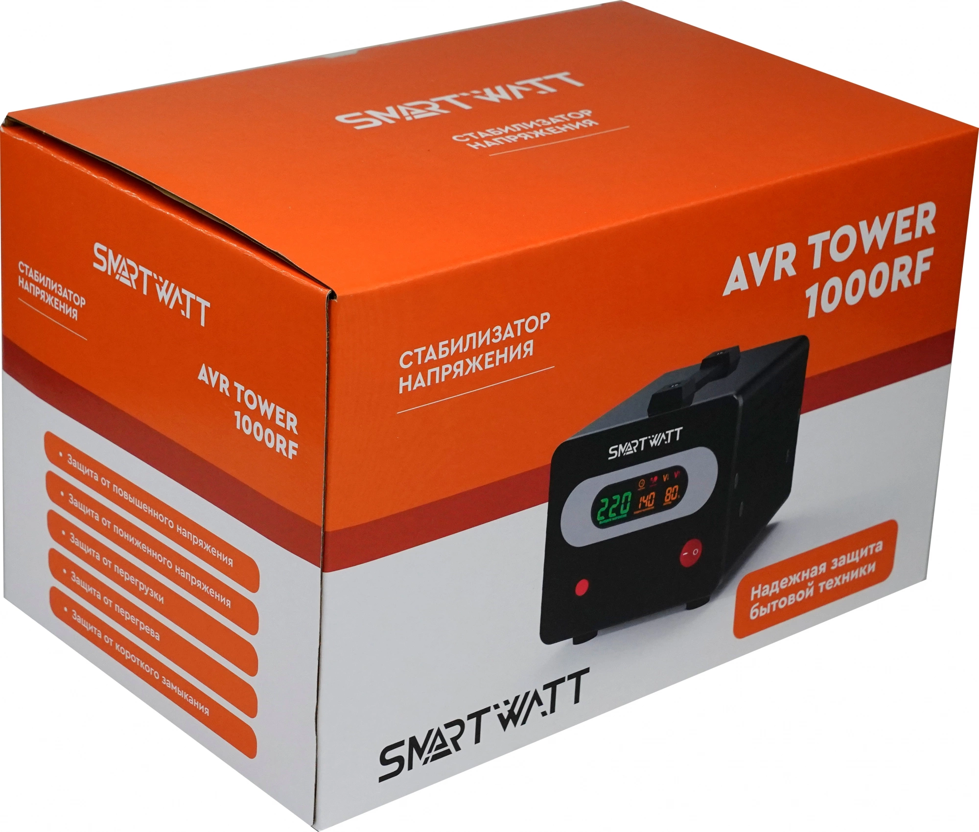 Стабилизатор напряжения Smartwatt AVR Tower 1000RF 1000ВА черный