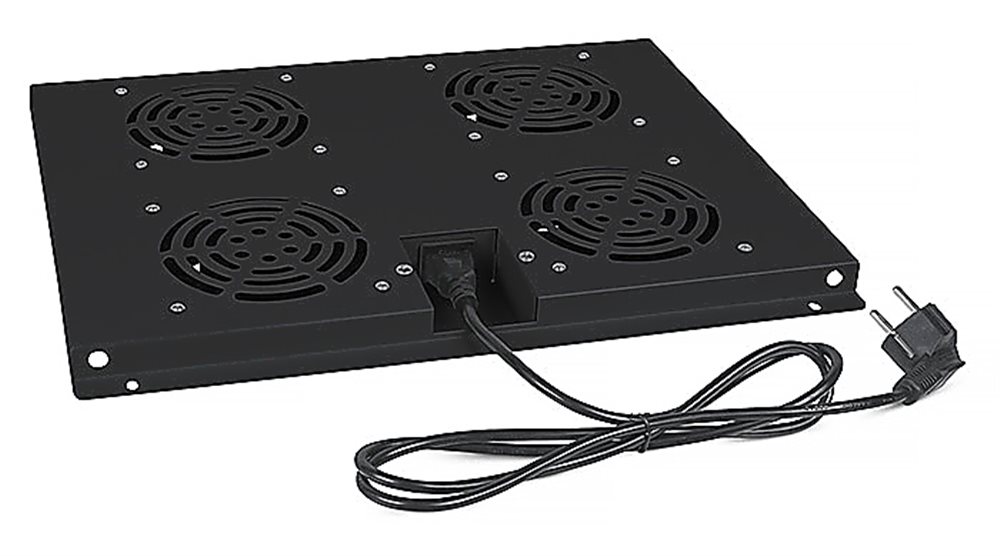 Cabeus TRAY-60-BK Модуль вентиляторный с 4-я вентиляторами для установки в напольные шкафы серии SH-05C, ND-05C глубиной 600мм, цвет черный (RAL 9004)
