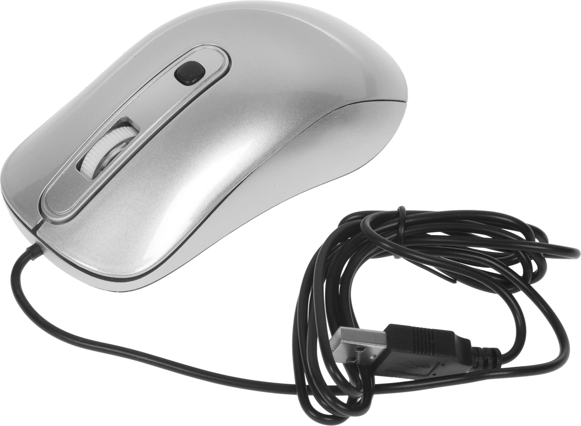 Мышь Оклик 155M серебристый оптическая 1600dpi USB 4but (337117)