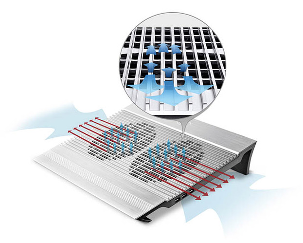 Подставка для ноутбука Deepcool N8 (DP-N24N-N8SR) 17" 380x278x55мм 25дБ 3xUSB 2x 140ммFAN 1244г алюминий серебристый