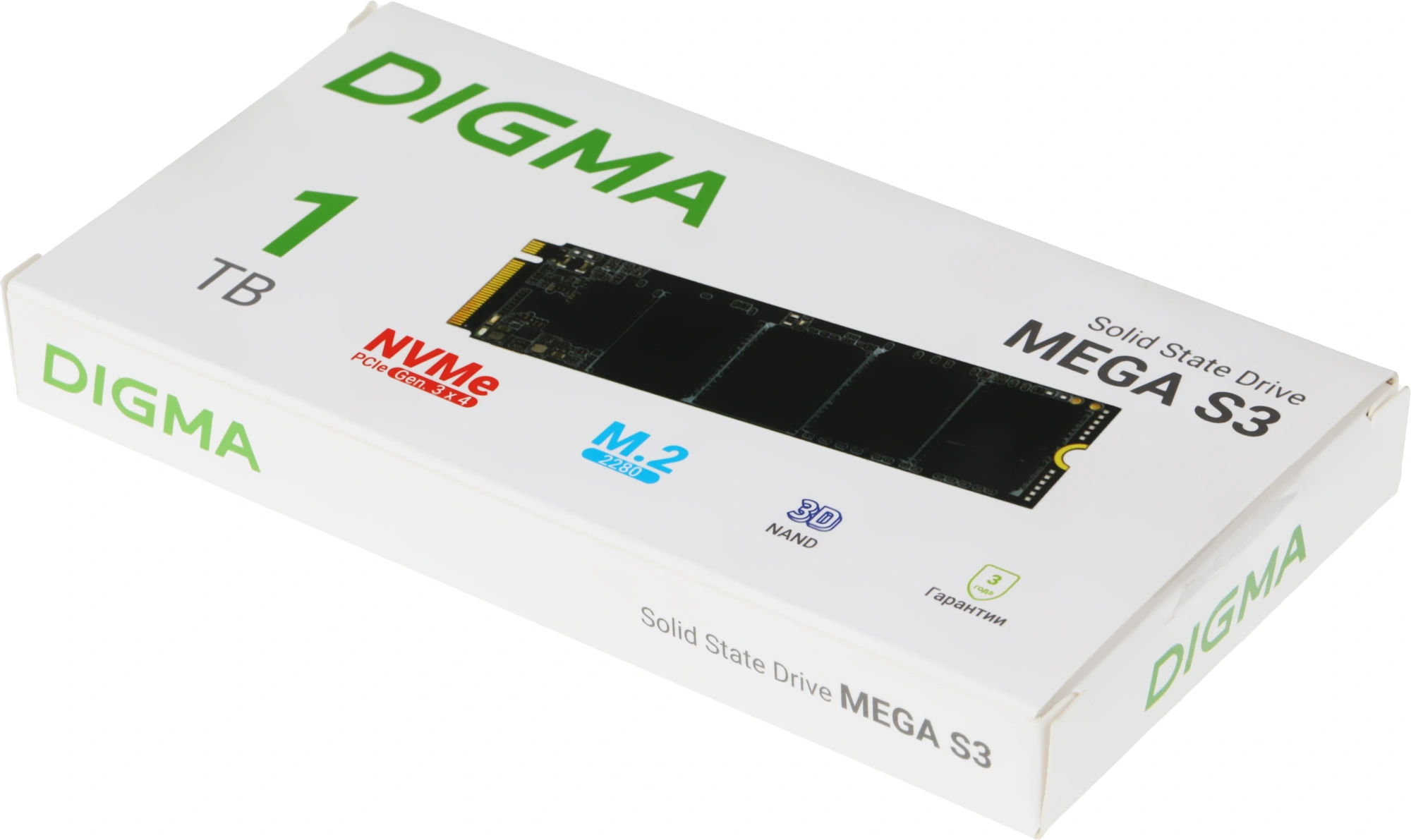 Накопитель SSD Digma PCIe 3.0 x4 1TB DGSM3001TS33T Mega S3 M.2 2280