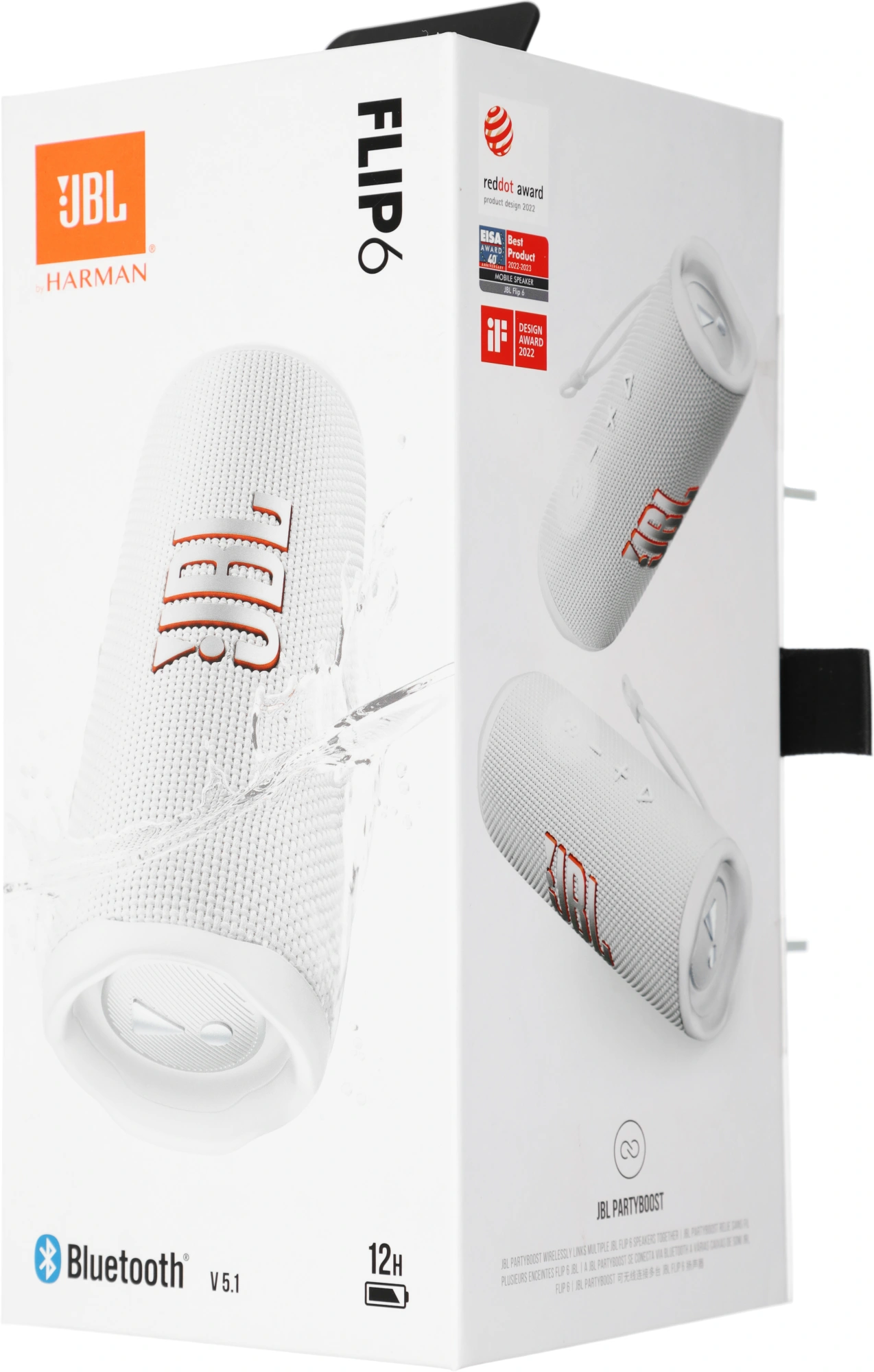 Колонка порт. JBL Flip 6 белый 30W 1.0 BT 10м 4800mAh (JBLFLIP6WHT)