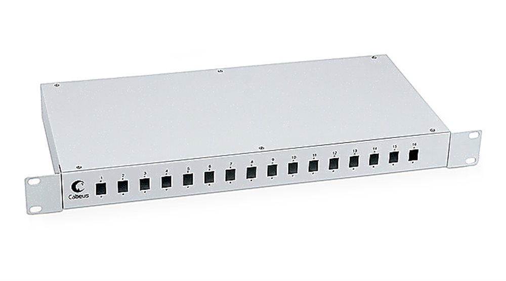 Cabeus FO-19-16SC - Кросс бокс оптический Cabeus 19" на 16 SC (lc duplex) со сплайс пластиной и КДЗС (без пигтейлов и проходных адаптеров)