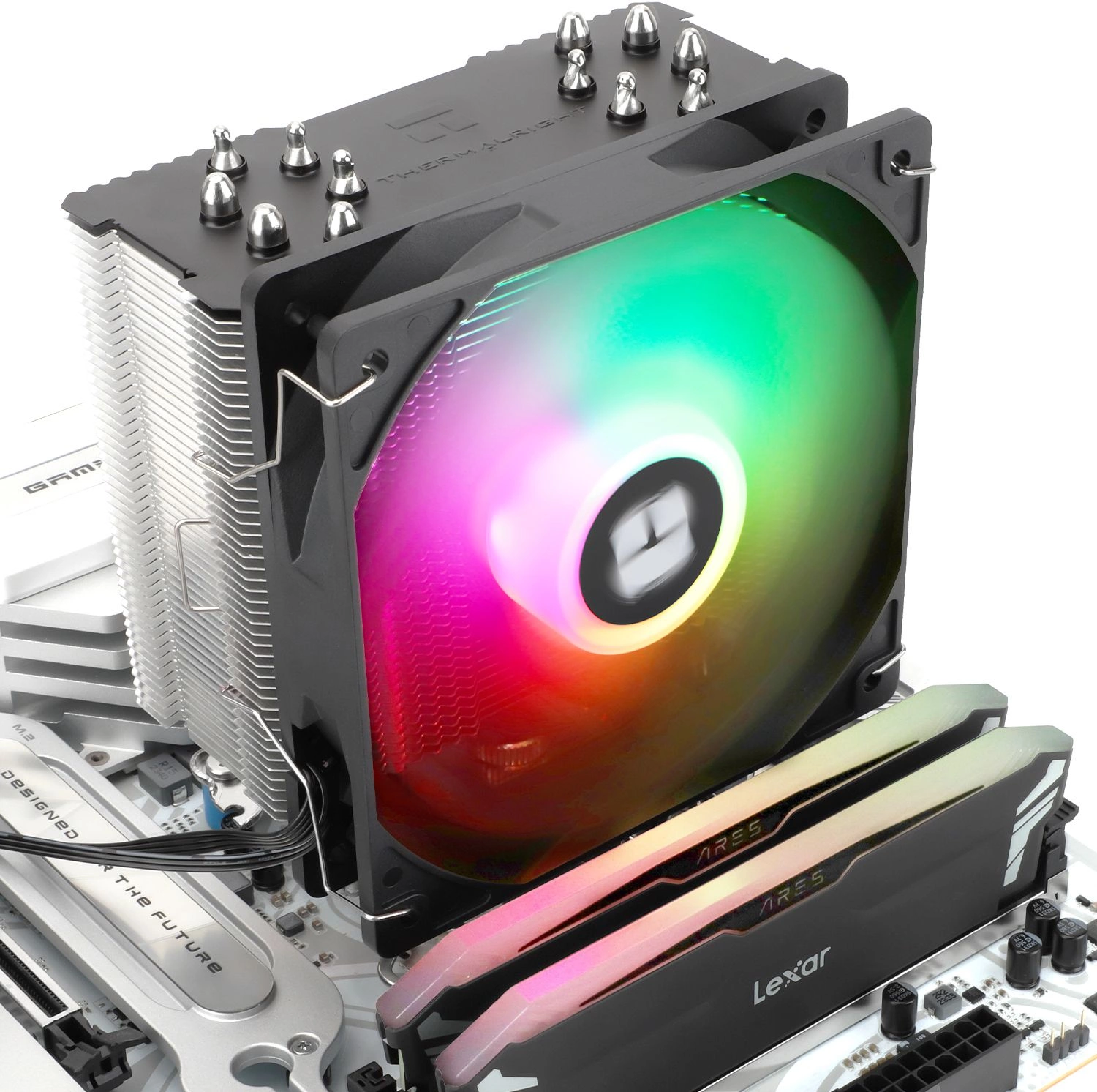 Устройство охлаждения(кулер) Thermalright Burst Assassin 120 SE ARGB Soc-AM5/AM4/1200/1700/1851 серебристый/черный 4-pin 25.6dB Al+Cu 510gr Ret (BA120-SE-ARGB)