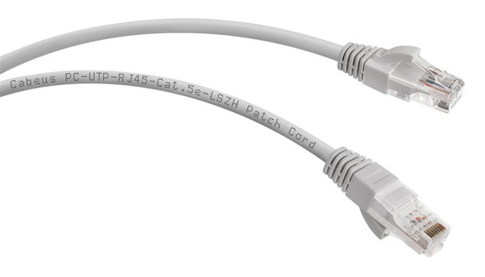 Cabeus PC-UTP-RJ45-Cat.5e-1.5m-LSZH - Патч-корд U/UTP, категория 5е, 2xRJ45/8p8c, неэкранированный, серый, LSZH, 1.5м