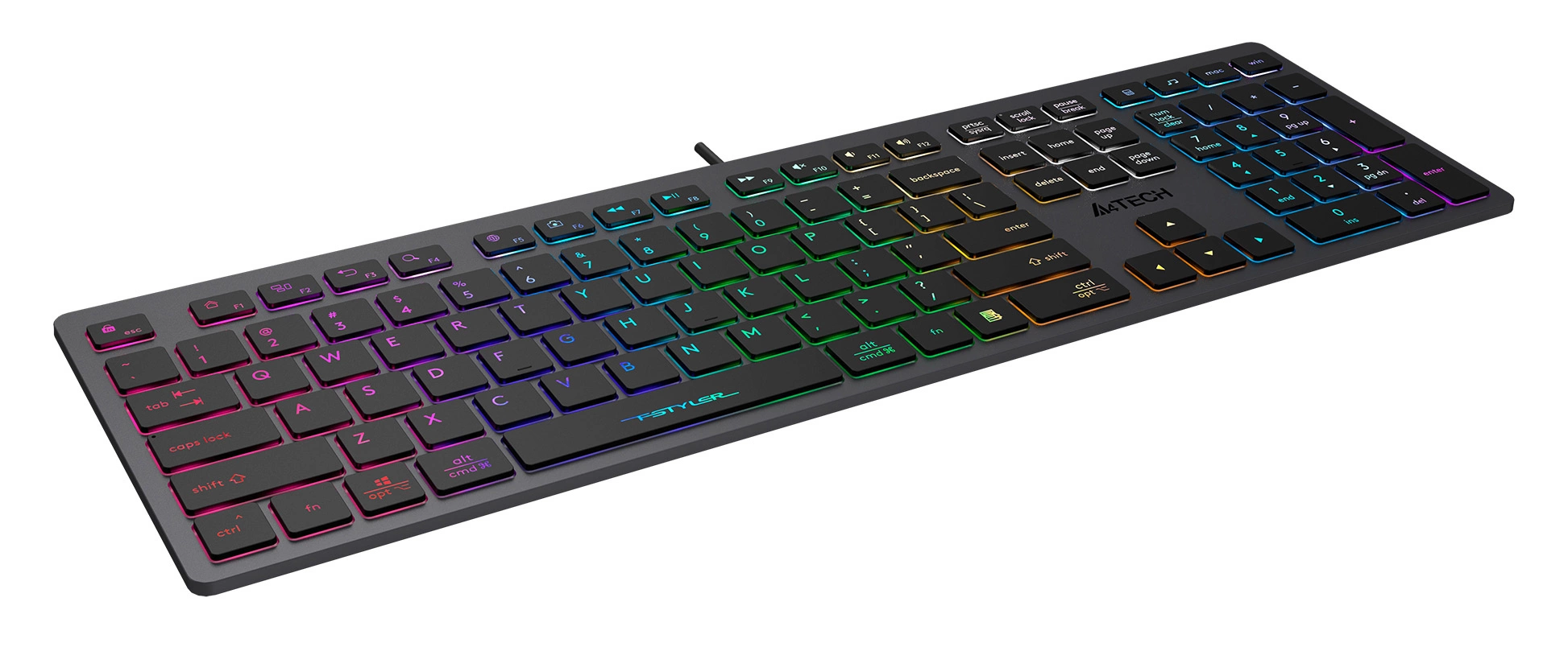 Клавиатура A4Tech FX60 серый USB slim LED (FX60 GREY / NEON) кабель 1.5м