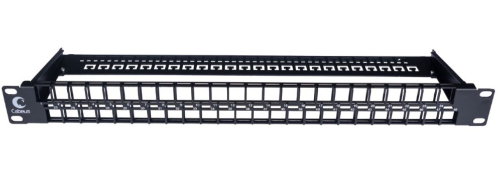 Cabeus PLBHD-48-1U Модульная патч-панель высокой плотности 19" (1U), 48 портов, для неэкранированных модулей, с задним кабельным организатором (без модулей)