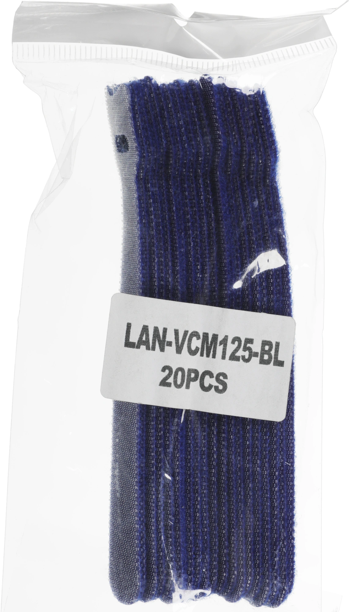 Хомут-липучка Lanmaster LAN-VCM125-BL 125x12мм (упак:20шт) нейлон/полиэтилен внутри помещений синий