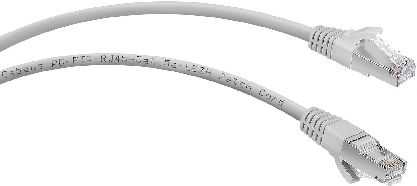 Патч-корд Cabeus PC-FTP-RJ45-CAT.5E-1M-LSZH F/UTP RJ-45 вил.-вилка RJ-45 кат.5E 1м серый LSZH