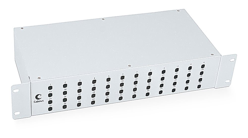 Cabeus FO-19-48ST - Кросс бокс оптический 19" на 48 ST(FC) со сплайс пластиной и КДЗС (без пигтейлов и проходных адаптеров)