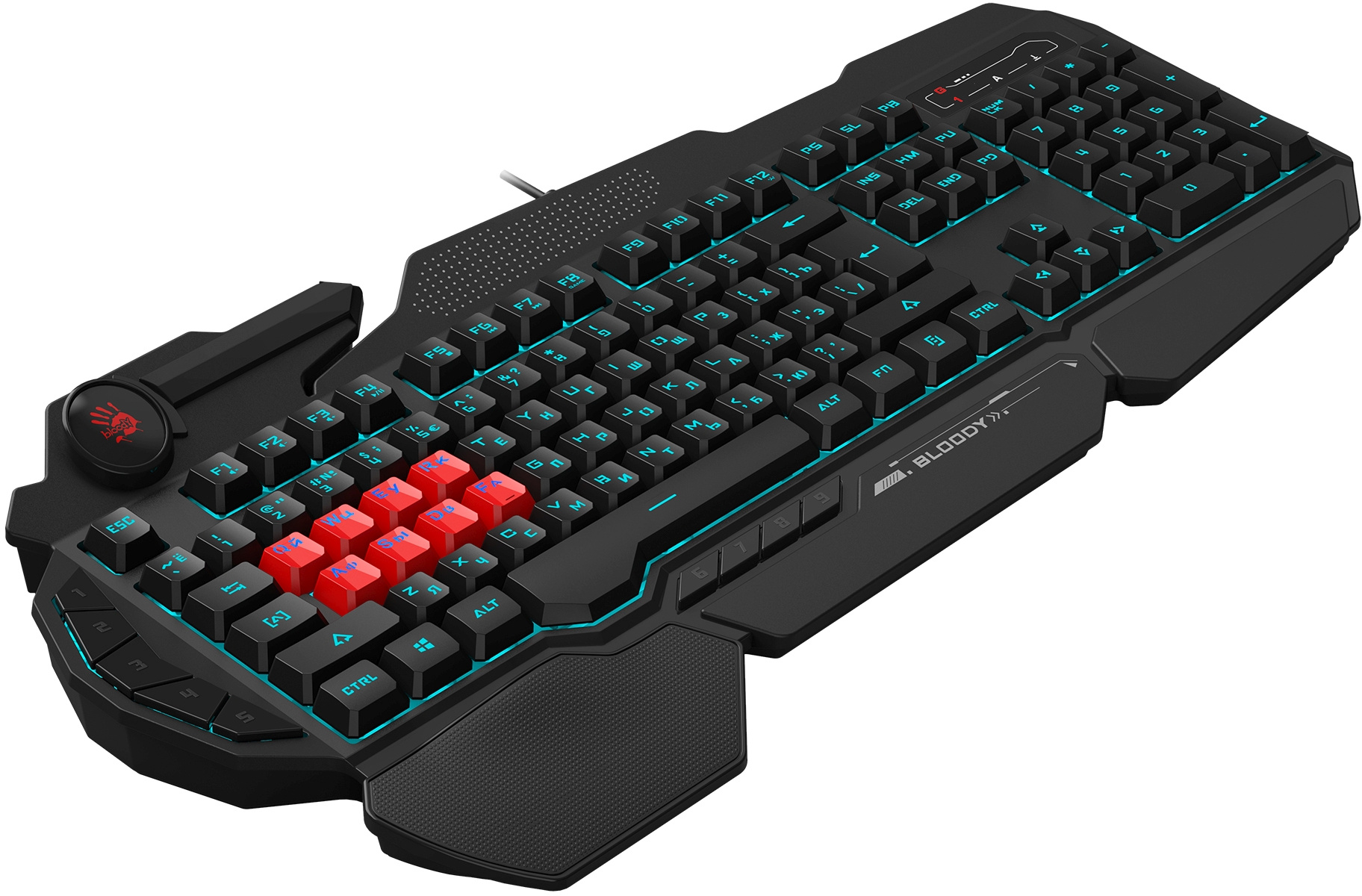 Клавиатура A4Tech B318 черный USB Multimedia for gamer LED (подставка для запястий) кабель 1.8м