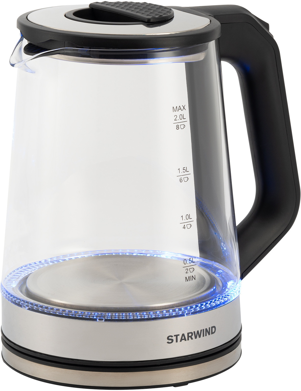 Чайник электрический Starwind SKG5778 2л. 2000Вт черный/прозрачный корпус: стекло