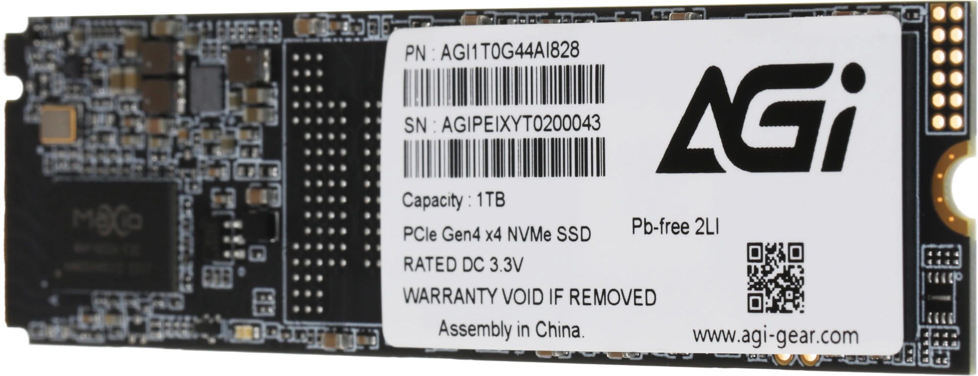 Накопитель SSD AGi PCIe 4.0 x4 1TB AGI1T0G44AI828-CB AI828 M.2 2280