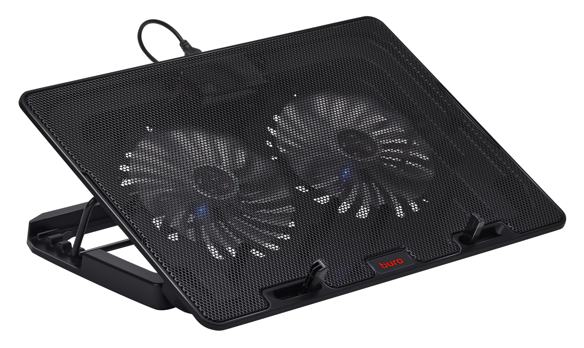 Подставка для ноутбука Buro BU-LCP156-B214H 15.6" 355x255x30мм 2xUSB 2x 140ммFAN 900г металлическая сетка/пластик черный
