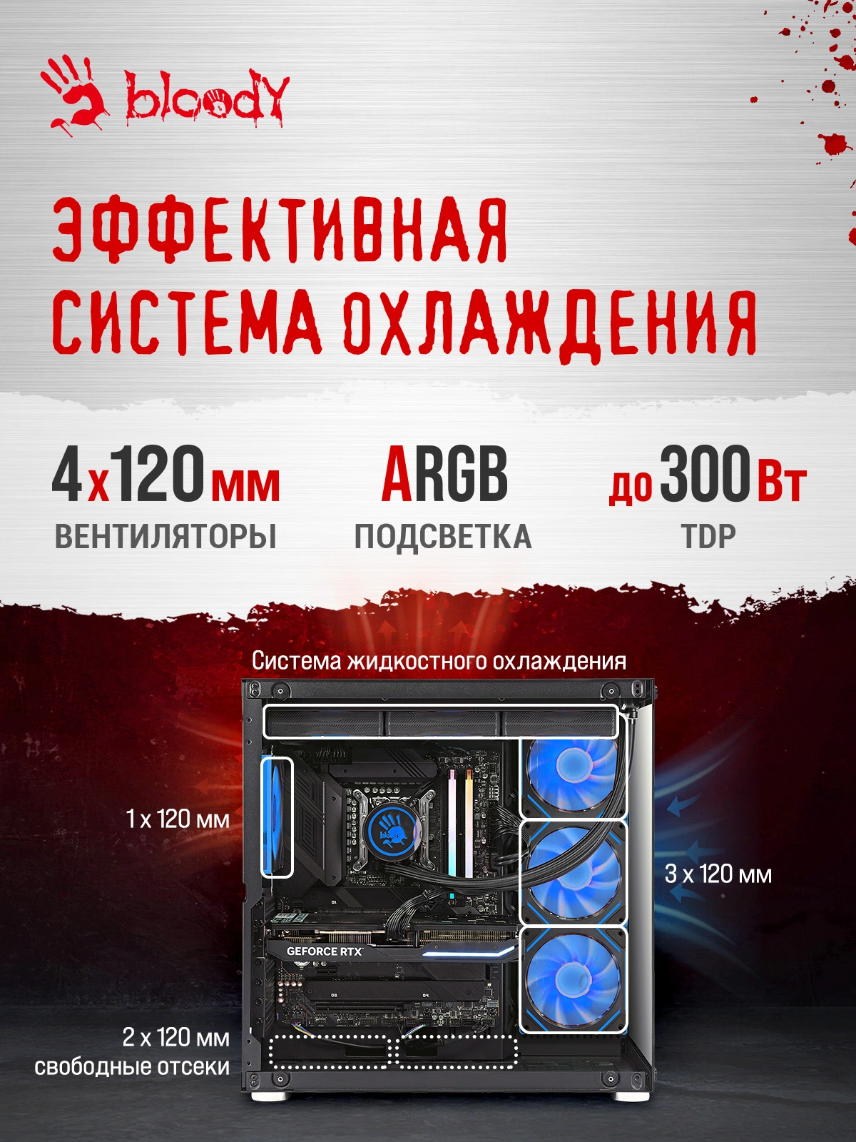 ПК Bloody BD-PC CZ79C3 MT i7 14700KF (3.4) 64Gb SSD1Tb RTX5070Ti 16Gb Windows 11 Home 64 2.5xGbitEth WiFi BT 850W черный (RUS) (2129080)