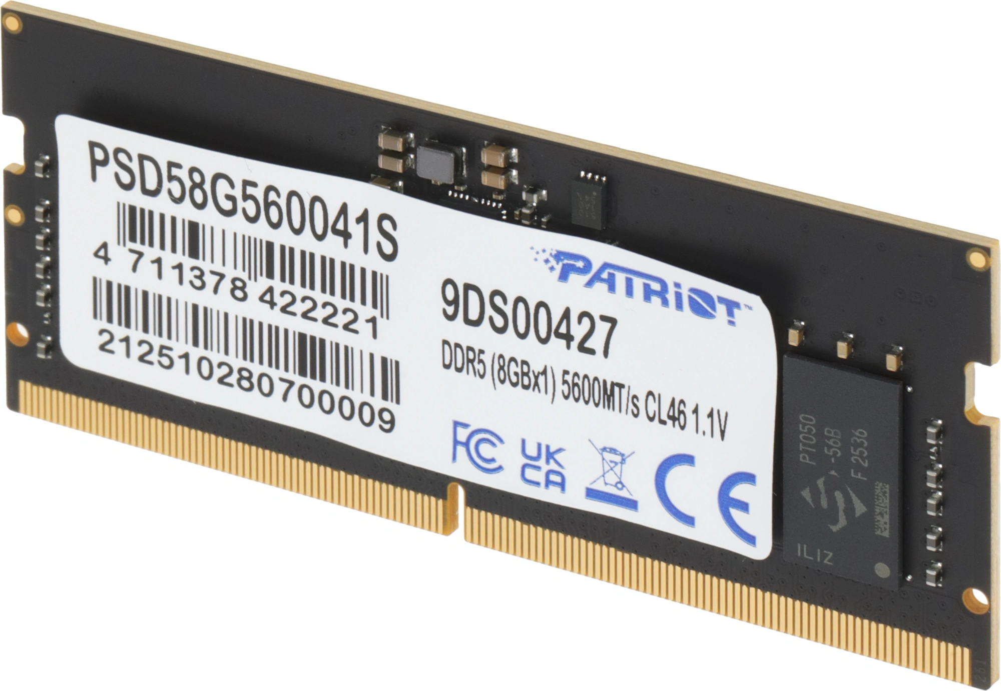 Память DDR5 8GB 5600MHz Patriot PSD58G560041S Signature Line RTL PC5-44800 CL46 SO-DIMM 262-pin 1.1В single rank Ret