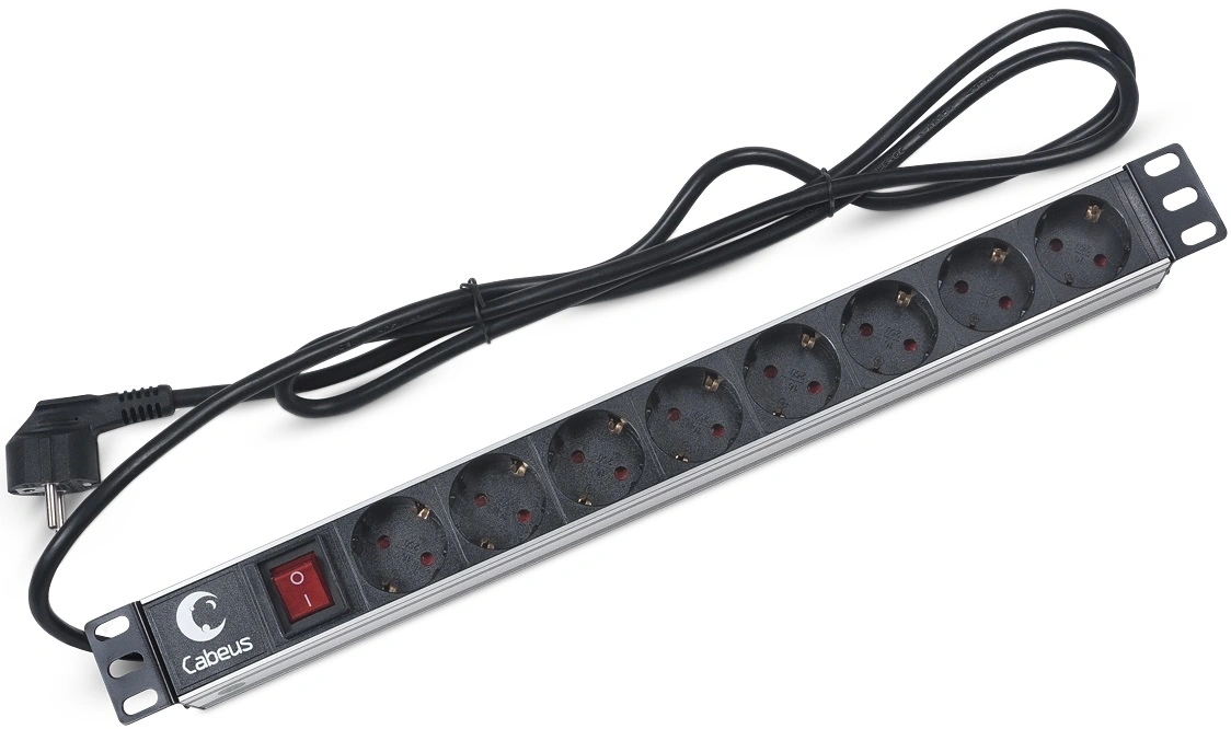 Блок распределения питания Cabeus PDU-8P-2EU гор.размещ. 8xSchuko 16A Schuko 2м