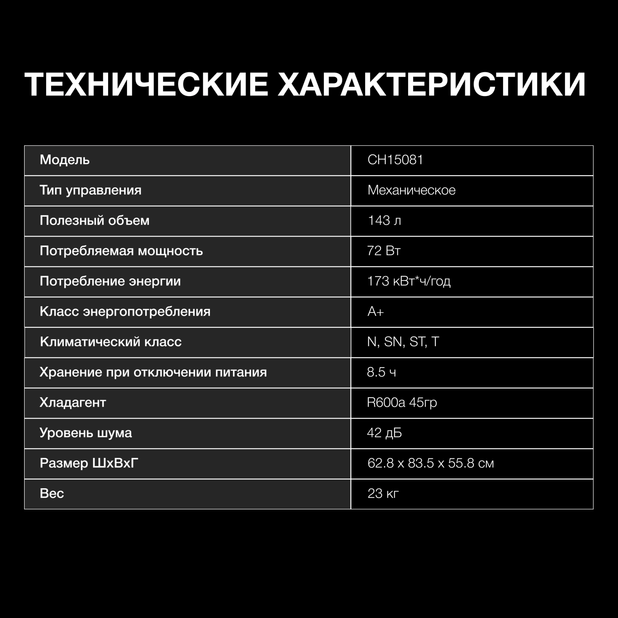 Морозильный ларь Hyundai CH15081 белый 72Вт