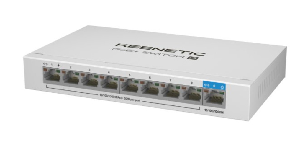KN-4710 -  9-портовый гигабитный коммутатор с 8 портами PoE+ и бюджетом мощности 120 Вт, KEENETIC