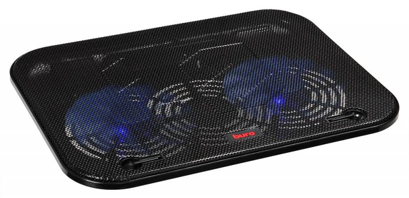 Подставка для ноутбука Buro BU-LCP140-B214H 14" 338x255x22мм 1xUSB 2x 140ммFAN 480г металлическая сетка/пластик черный