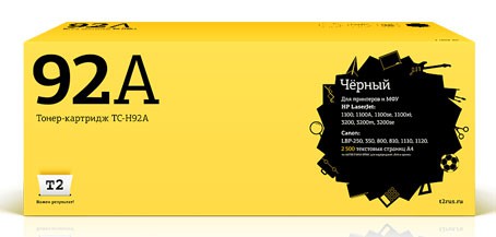 Картридж лазерный T2 C4092A TC-H92A C4092A черный (2500стр.) для HP LJ 1100/3200 без чипа Canon LBP810/1110/1120