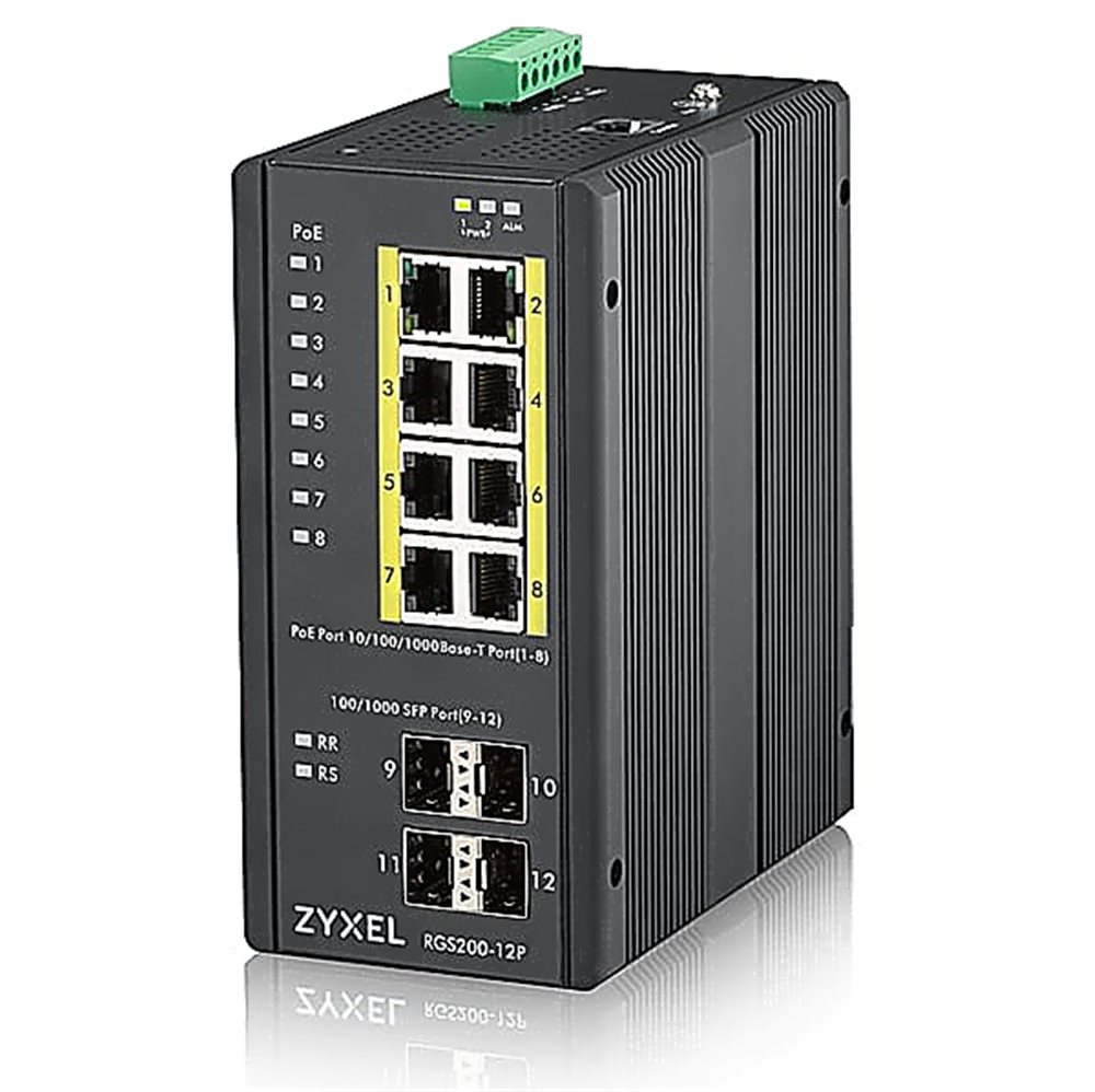 RGS200-12P - 12-портовый управляемый коммутатор GbE с PoE Zyxel