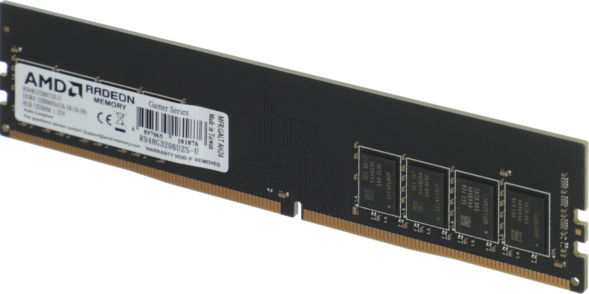 Память DDR4 8Gb 3200MHz AMD R948G3206U2S-U Radeon R9 Gamer Series RTL Gaming PC4-25600 CL16 DIMM 288-pin 1.35В Ret