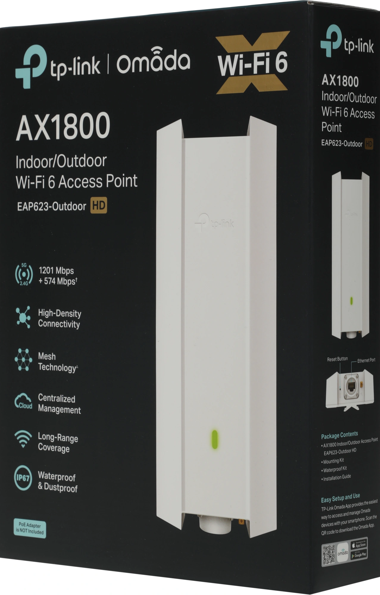 Точка доступа TP-Link Omada EAP623-Outdoor HD AX1800 10/100/1000BASE-TX белый