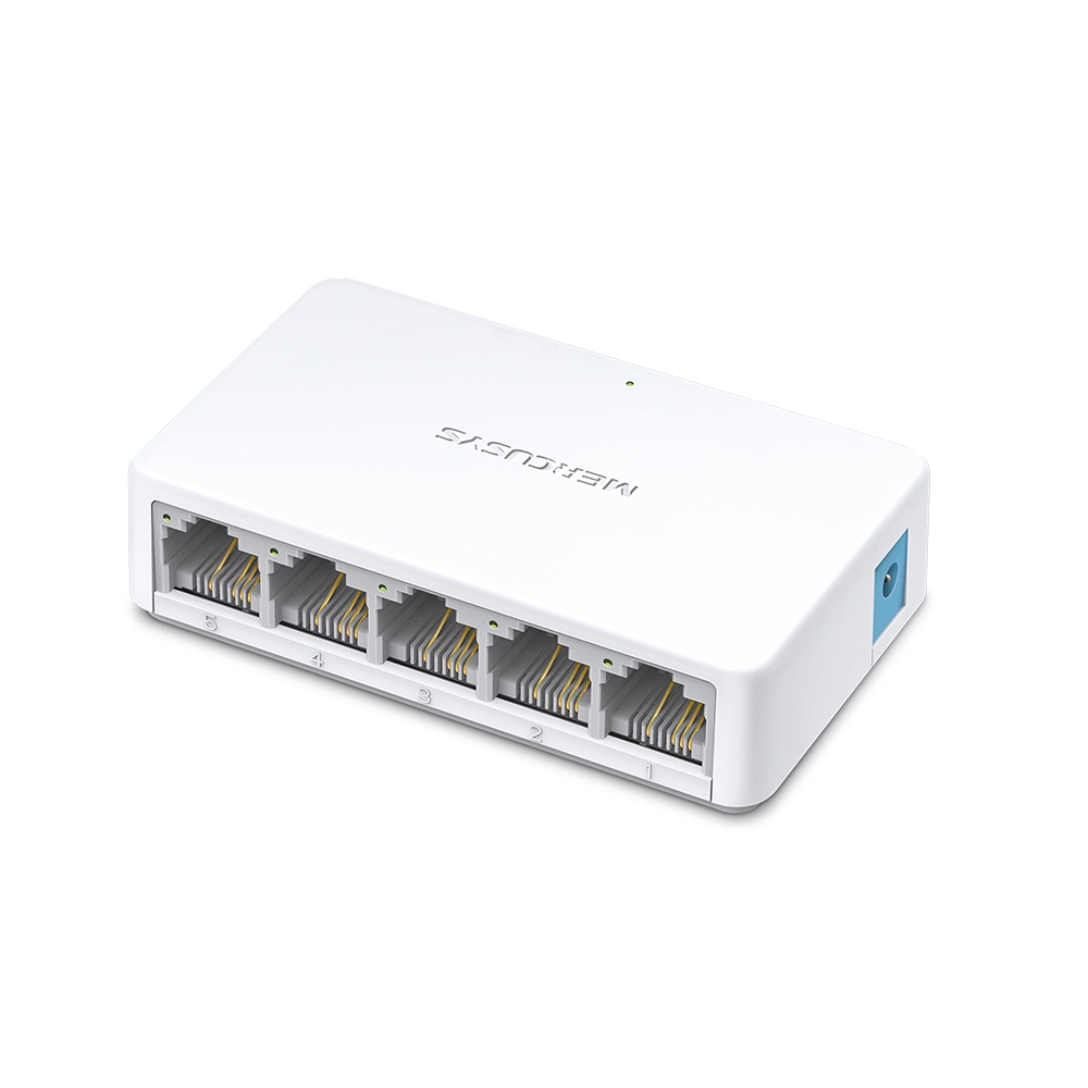 MS105 - 5-портовый 10/100 Мбит/с настольный коммутатор, 5 портов RJ45 10/100 Мбит/с, пластиковый корпус, Mercusys