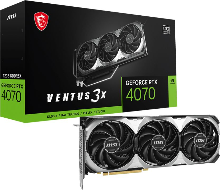 Видеокарта MSI PCI-E 4.0 RTX 4070 VENTUS 3X E 12G OC NVIDIA GeForce RTX 4070 12Gb 192bit GDDR6X 2505/21000 HDMIx1 DPx3 HDCP Ret
