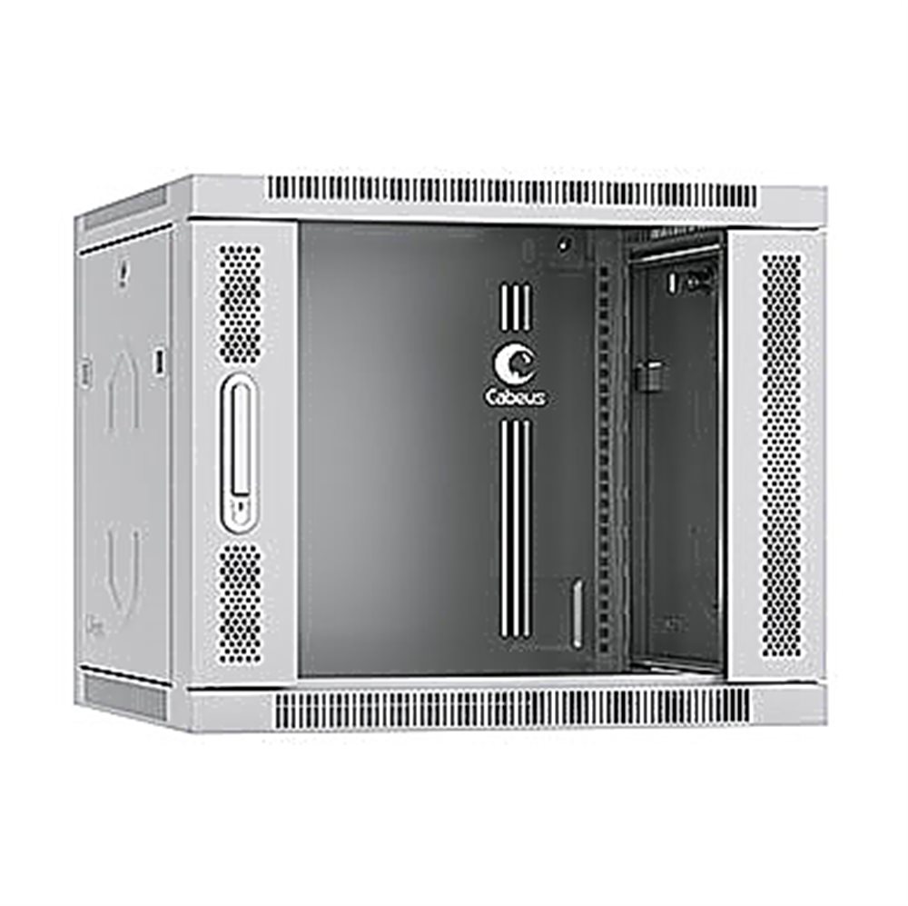 Cabeus SH-05F-9U60/60 - Шкаф телекоммуникационный настенный 19" 9U 600x600x501mm (ШхГхВ) дверь стекло, цвет серый (RAL 7035)
