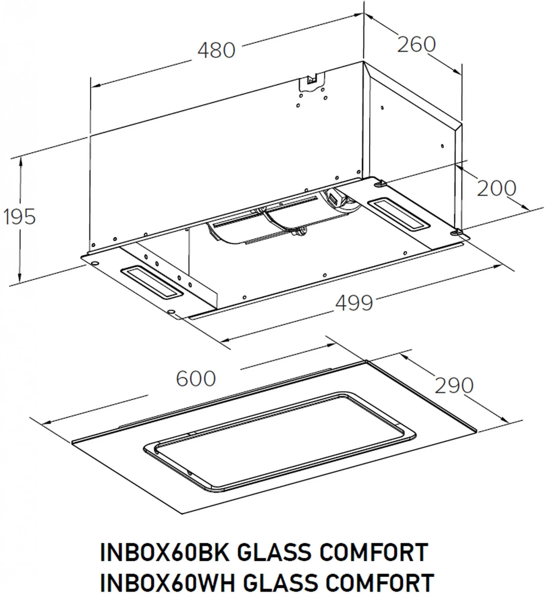 Вытяжка встраиваемая Meferi Inbox glass comfort 60wh белый управление: сенсорное (1 мотор)