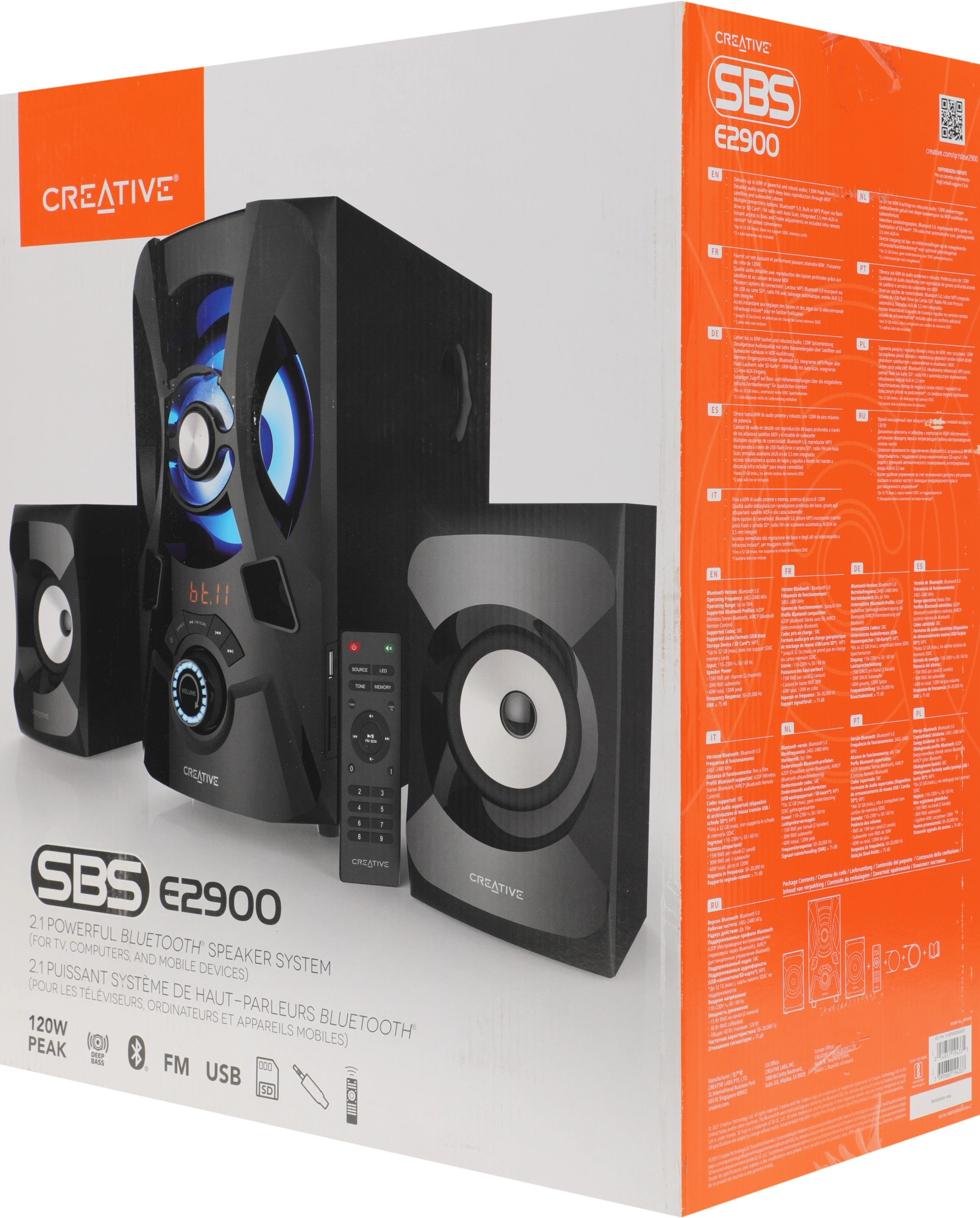 Колонки Creative SBS E2900 2.1 черный 60Вт