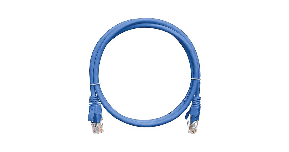NMC-PC4UD55B-003-C-BL - Коммутационный шнур  U/UTP 4 пары, Кат.5е (Класс D), 100МГц, T568B, 2хRJ45/8P8C, с защитой защелки, многожильный, BC (чистая медь), 24AWG (7х0,205мм), LSZH нг(А)-HFLTx, синий, 0,3 м