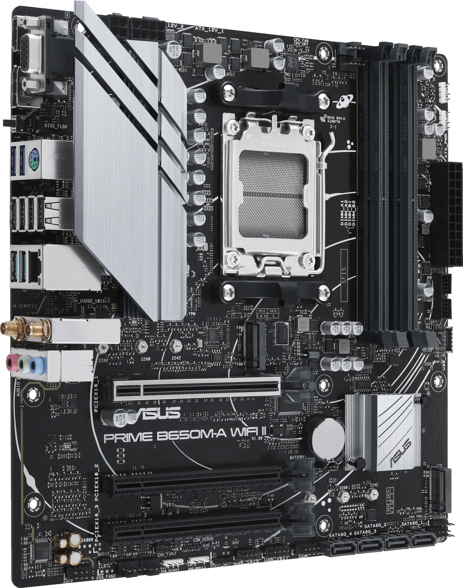 Материнская плата Asus PRIME B650M-A WIFI II Socket AM5 AMD B650 4xDDR5 mATX AC`97 8ch(7.1) 2.5Gg RAID+VGA+HDMI+DP