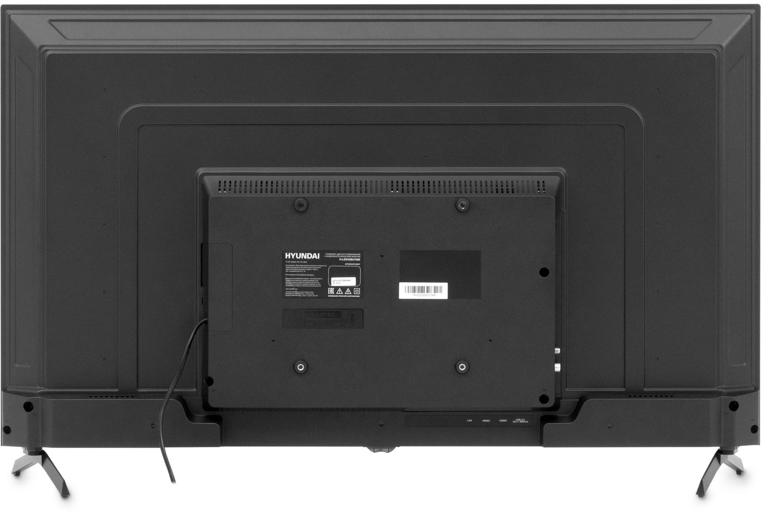 Телевизор LED Hyundai 43" H-LED43BU7006 Android TV Frameless Metal черный 4K Ultra HD 60Hz DVB-T DVB-T2 DVB-C DVB-S DVB-S2 USB WiFi Smart TV