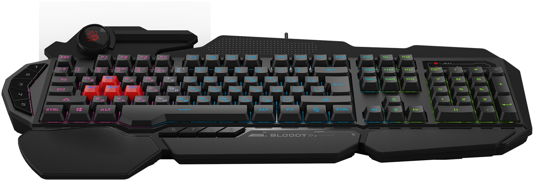 Клавиатура A4Tech B314 черный USB Multimedia for gamer LED (подставка для запястий) кабель 1.8м