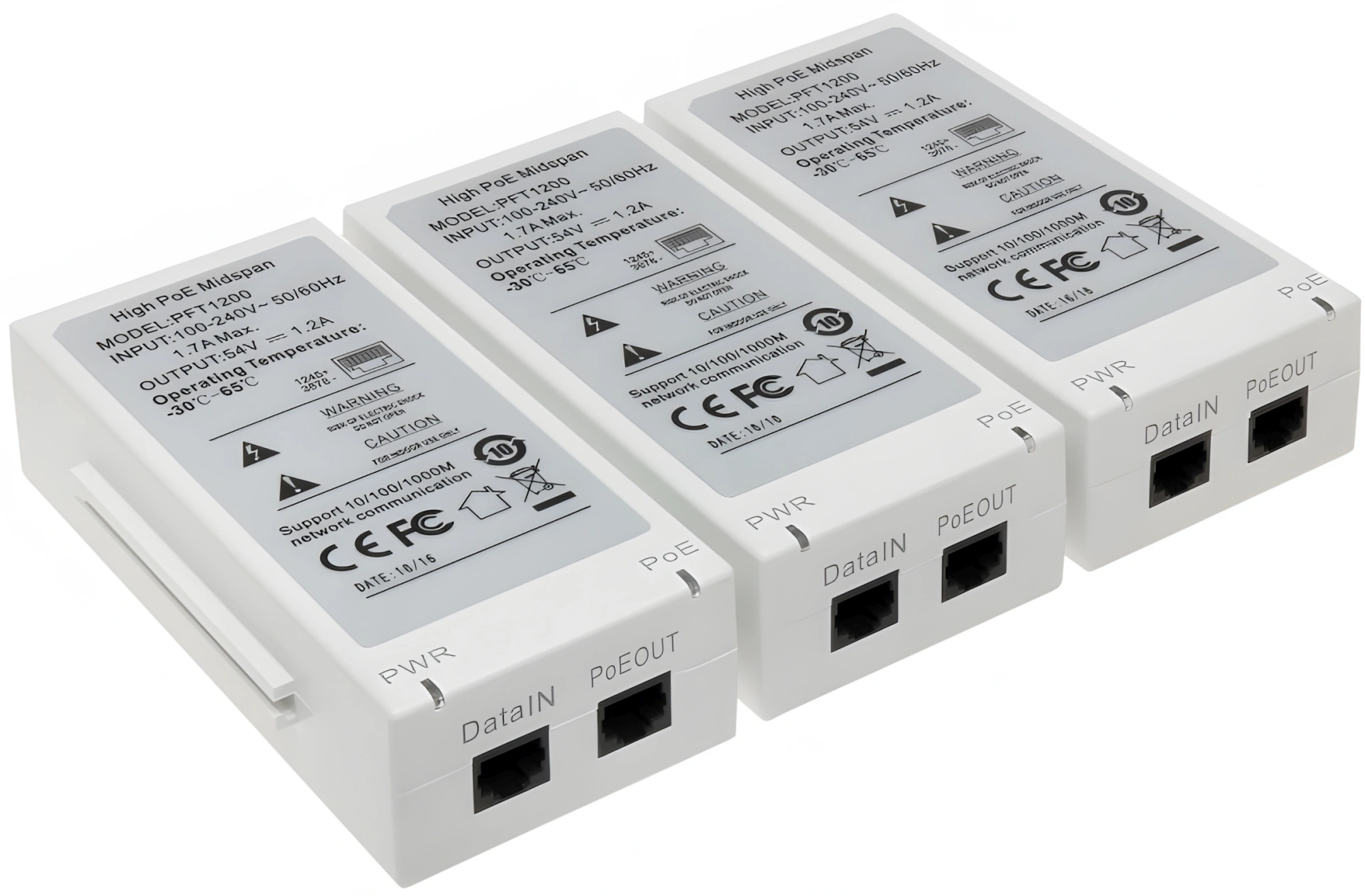 Инжектор PoE Dahua DH-PFT1200 10/100/1000BASE-T 60Вт 100-240В(АС)