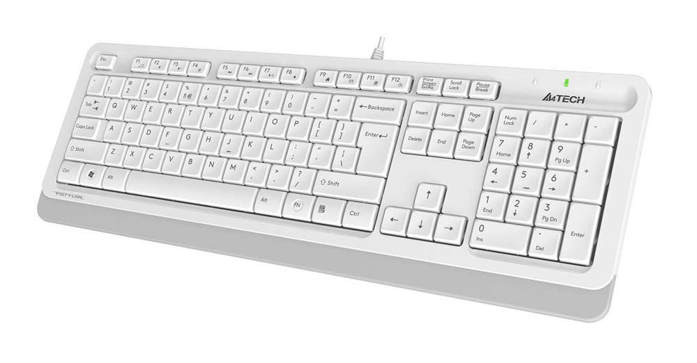 Клавиатура A4Tech FK10 белый/серый USB (FK10 WHITE) кабель 1.5м